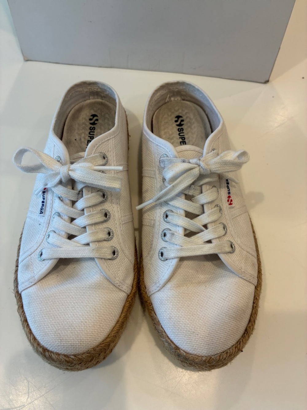Superga White Canvas Espadrille-Style Sneakers - Women's
